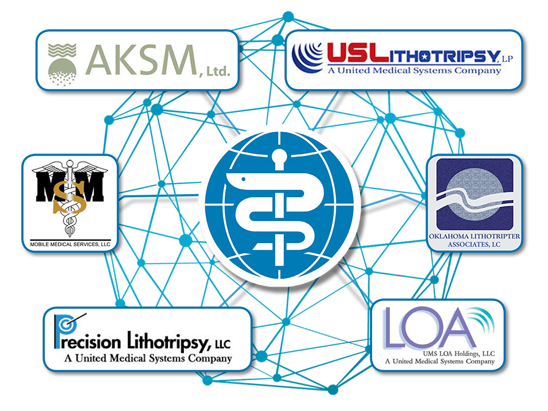 UMS partner network graphic showing affiliated lithotripsy service companies